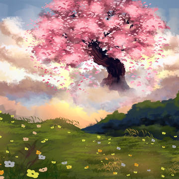 Cherry tree in the sky