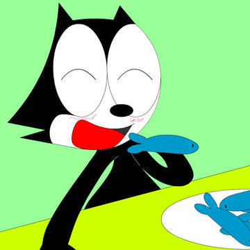 Gato felix comendo peixe