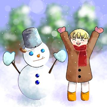 雪だるまと女の子