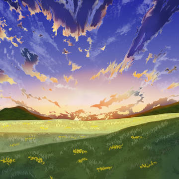 黄昏時の平原