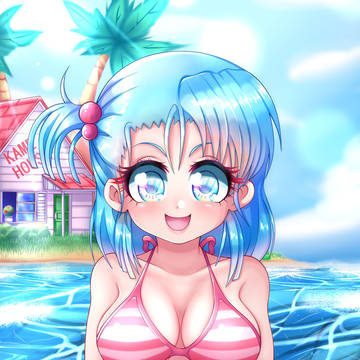 Bulma at Kame House or something