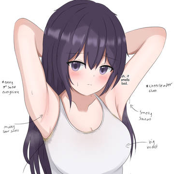Girl with armpits odor