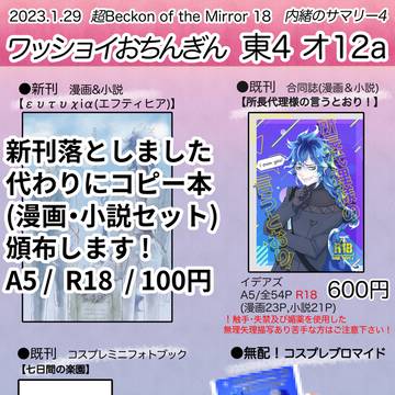 【1/29 内緒のサマリー4  おしながき】