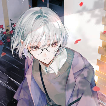 白髪ボブ眼鏡男子