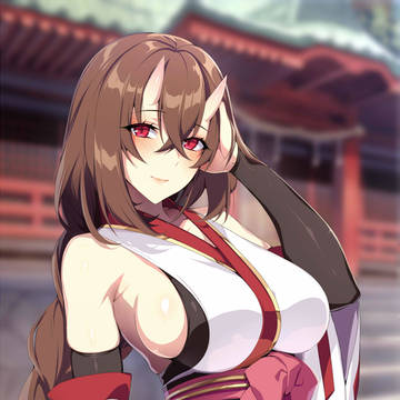 長身の鬼の巫女さん
