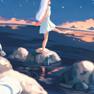 夕日と雫