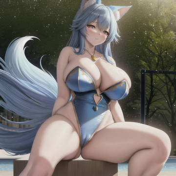 Wolf girl in swimsuit