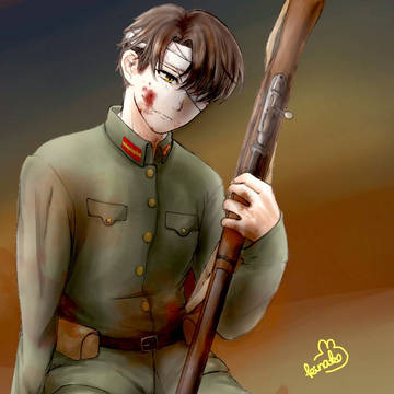 軍服欠損青年