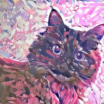 ピンク色にゃんこアート　試作にゃんこアート
