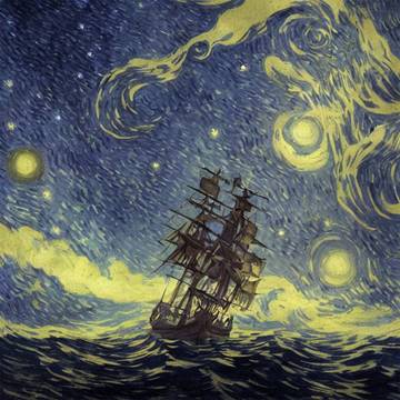 星空に浮かぶ海賊船