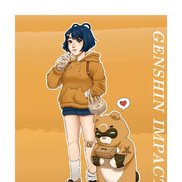 Xiangling & Guoba fanart
