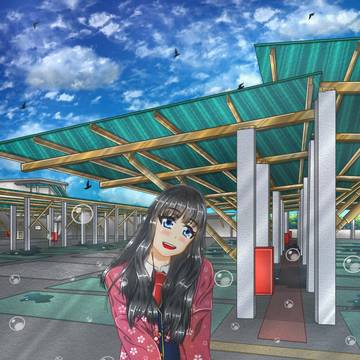 スーパーのトップ駐車場で撮影