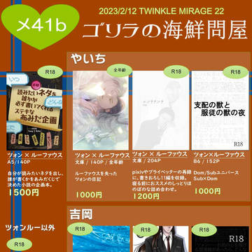 【通販情報まとめ】2/12 TM22 お品書き【ツォンルー】