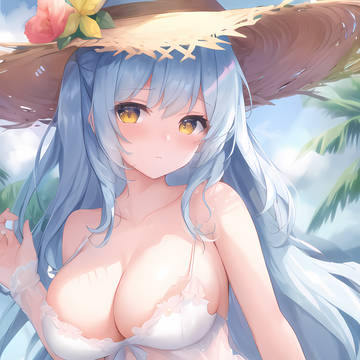 青髪＋水着