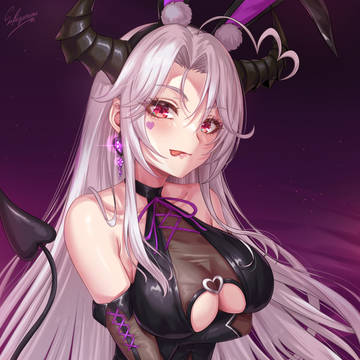 銀髪サキュバスバニーお姉さん🐰