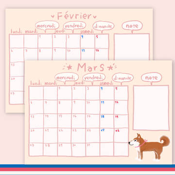 柴犬カレンダー（フランス語）