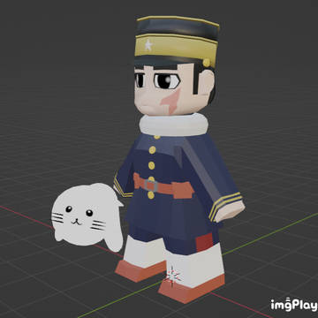 アザラシと野間一等卒（ポリゴン）
