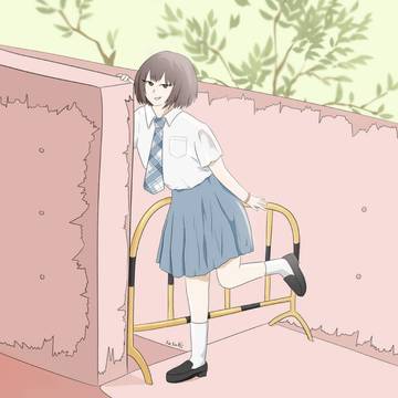 School girl cosplay drawing