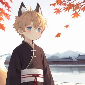 小狐狸与红枫林(AI辅助产图