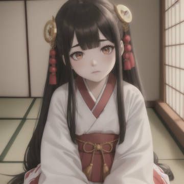 黒髪ロング巫女