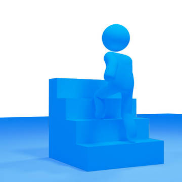 階段を登るCG