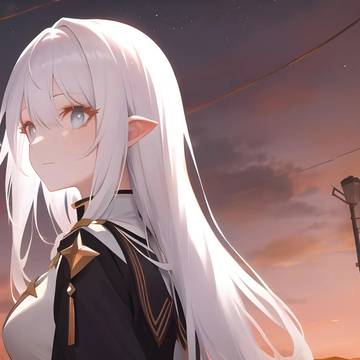 夕阳下的少女