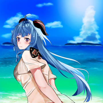 海と甘雨ちゃん
