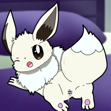 ベッドの上の色違いぶいちゃん