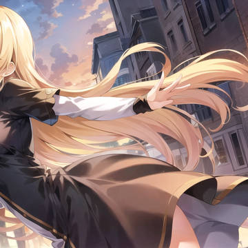 金髪少女とヨーロッパの街並みとマジックアワー