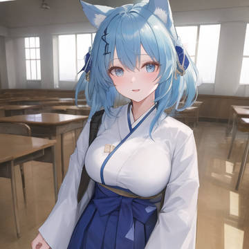 AIイラスト　水色髪少女