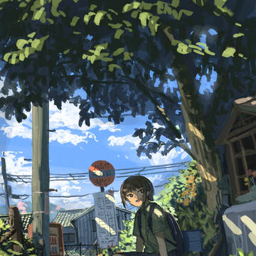 好天のバス停