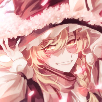 帽子に花びらが積もっているよ。