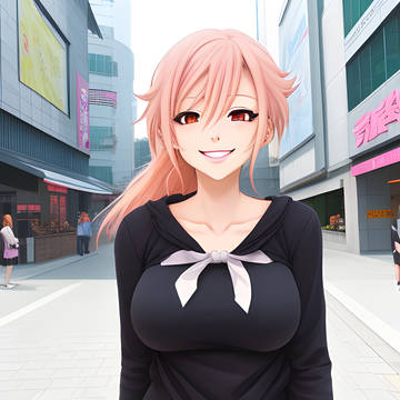 Pretty girl smiling in city