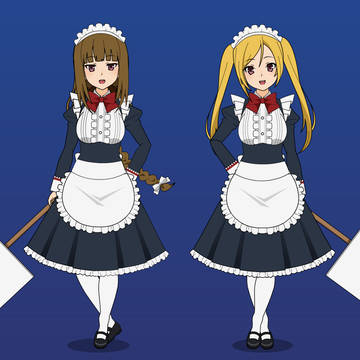 漫画版アキバズトリップ2　第一話のメイド服魔骸者ちゃん2人