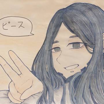 こちらにピースする房太郎ちゃん