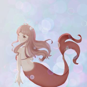 Pink mermaid with background