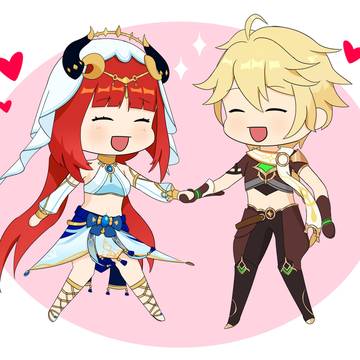 Aether x Nilou (Aelou) Chibi