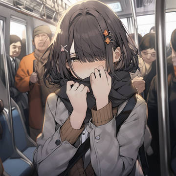 寒い日の朝、電車の中で君と……