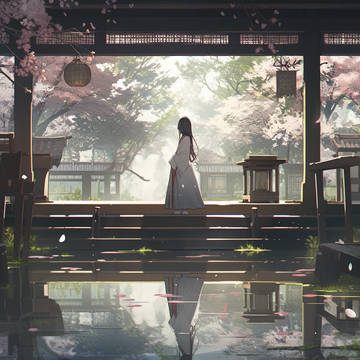 桜の中の鏡