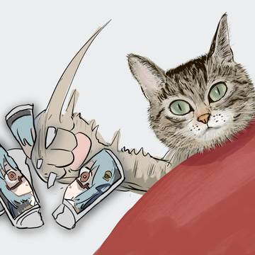 ハンバーガーちゃんマグカップを割る猫ちゃん