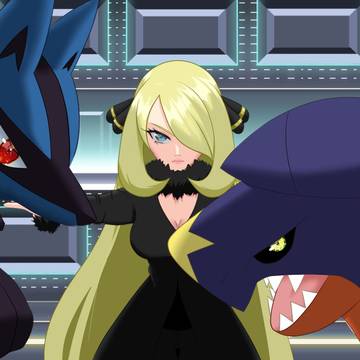 Cynthia , Garchomp and Lucario