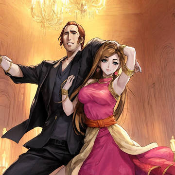 美女と踊るニコラスケイジのAIイラスト