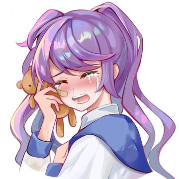 紫色卷发双马尾女孩哭泣