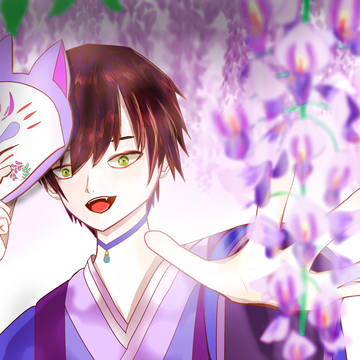 藤と夜桜