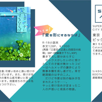 5/4スパコミ30頒布予定『愛をカタチにするならば』お品書き