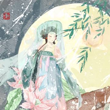 荷织浮裳青柳烟