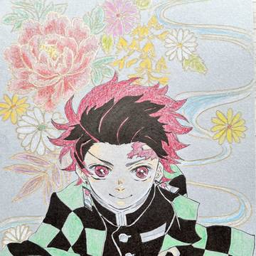 色鉛筆画・炭治郎