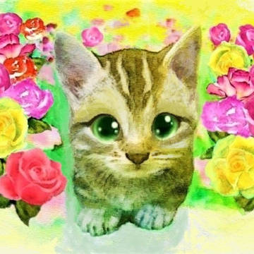 猫とバラ