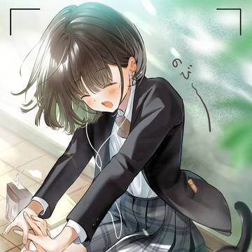 「猫と一緒に伸びる写真部の先輩」