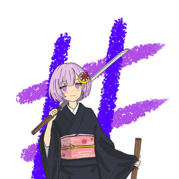 月夜野紫月+日本刀(白鞘)